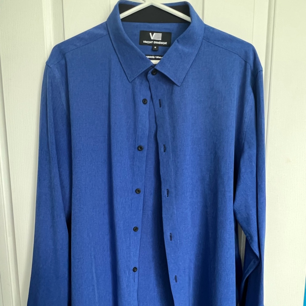 Royal blue long sleeve men shirt